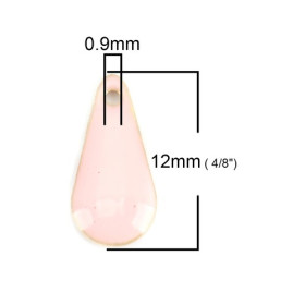 PS110237803 PAX 5 sequins résine style émaillés Biface Mini Goutte 12 par 5mm Rose sur une base en métal doré