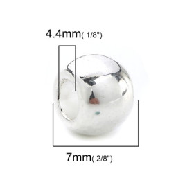 PS110141010 PAX 15 perles intercalaire 10 par 7 mm Grand Trou couleur Argent Vif