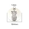 PS110255486 PAX de 25 pendentifs breloque Medaillon Ananas 12 mm couleur Argent Antique
