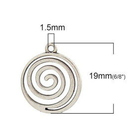 PS110103788  PAX 10 pendentifs, breloques Spirales coloris Argent Antique