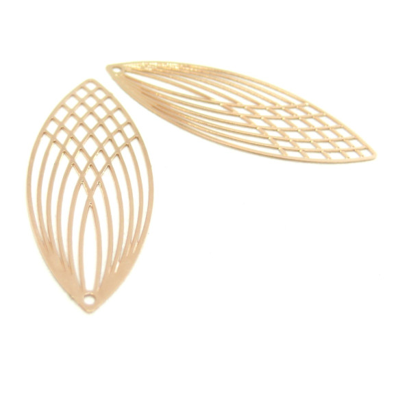 Estampes Pendentif Filigrane Grand Ovale Oblong 15x40mm Or Rose