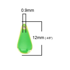 PS110237802 PAX 5 sequins résine style émaillés Biface Mini Goutte 12 par 5mm Vert Clair sur une base en métal doré