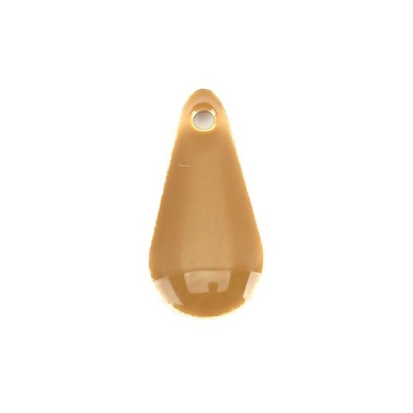 sequins résine style émaillés Biface Mini Goutte 12 par 5mm Beige, Marron Clair sur une base en métal doré