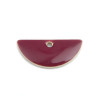 Sequins médaillons résine style émaillés Biface Demi Cercle 18 par 8mm Grenat Bordeaux sur une base en métal dore