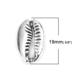 PS110213659 PAX 15 passants Slides Coquillage Grain de café Cauri 19mm métal couleur Argent Antique