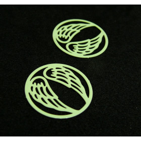 AE115683 PAX de 4 Estampes connecteur filigrane Medaillon Aile d'ange 25 mm Vert Clair