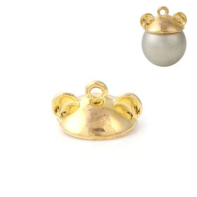 Embouts, calottes, coupelles, caps Oreille d' Ourson pour Perles, métal couleur Doré