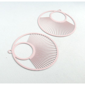 AE115240 Lot de 2 Estampes pendentif filigrane Cercle 30 mm Rose