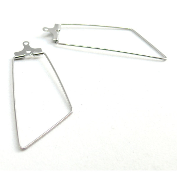 Pendentifs Connecteurs Trapèze 47x16mm – Acier Inoxydable Argent Platine