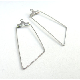 Pendentifs Connecteurs Trapèze 47x16mm – Acier Inoxydable Argent Platine