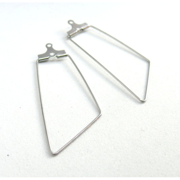 Pendentifs Connecteurs Trapèze 47x16mm – Acier Inoxydable Argent Platine