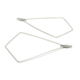 PENDENTIFS CONNECTEURS Losange en Acier Inoxydable couleur Argent Platine 191101104409