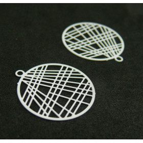 AE114297 PAX de 2 Estampes pendentif filigrane Grand eventail 40mm cuivre couleur Or Rose