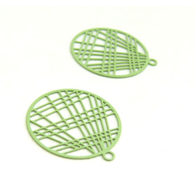AE117406 Lot de 4 Estampes pendentif filigrane 22mm métal couleur Vert Clair