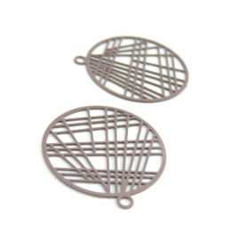 AE117406 Lot de 4 Estampes pendentif filigrane 22mm métal couleur Taupe