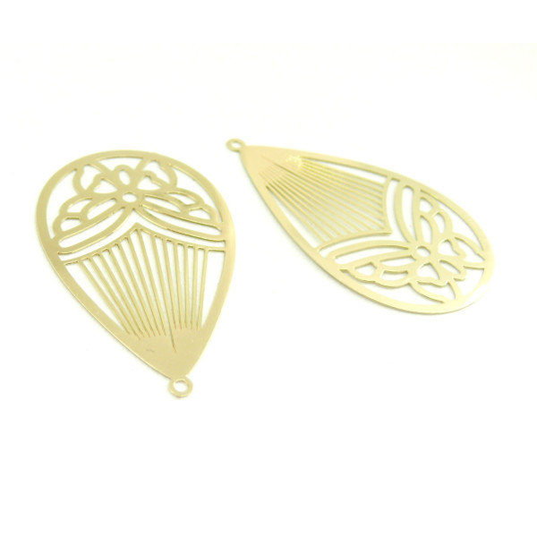 Estampes Pendentif Filigrane 42mm – Métal Doré