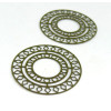 AE115421 Lot de 4 Estampes pendentif filigrane Mandala 30mm métal couleur Vert Kaki