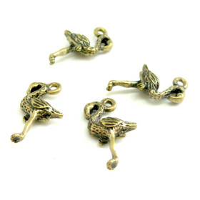 Pendentifs Breloque Flamant Rose 3D 20mm – Métal Couleur Bronze