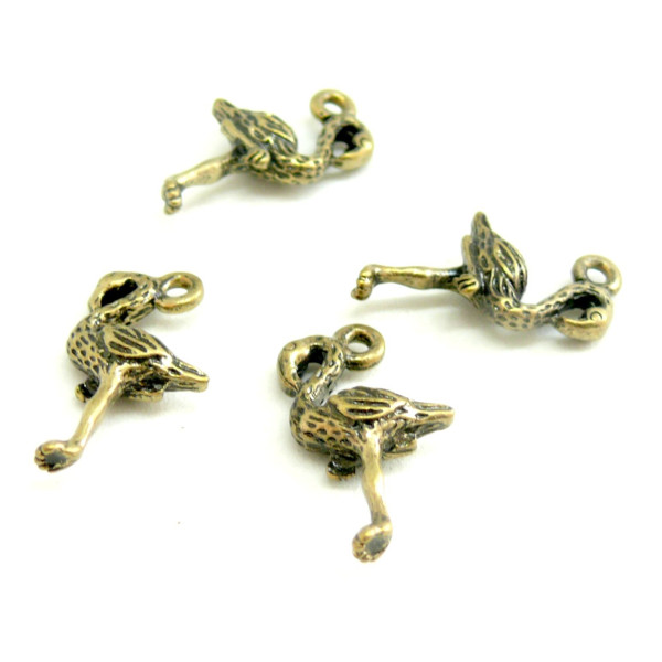 Pendentifs Breloque Flamant Rose 3D 20mm – Métal Couleur Bronze