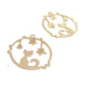 Estampes pendentif filigrane Medaillon Chat et Etoile 22mm cuivre coloris Doré