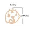 PS110216701 Pax de 10 Estampes pendentif filigrane Medaillon Chat et Etoile 22mm cuivre coloris Doré
