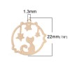 PS110216701 Pax de 10 Estampes pendentif filigrane Medaillon Chat et Etoile 22mm cuivre coloris Doré