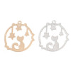 PS110216701 Pax de 10 Estampes pendentif filigrane Medaillon Chat et Etoile 22mm cuivre coloris Doré