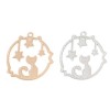 PS110216701 Pax de 10 Estampes pendentif filigrane Medaillon Chat et Etoile 22mm cuivre coloris Doré