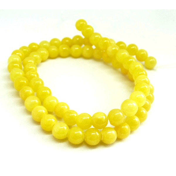 Perles Rondes Jade Mashan Jaune 6mm