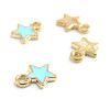 Breloques Pendentifs Émaillés Étoile Bleu Ciel 8mm Métal Doré