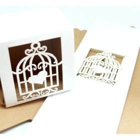 PAX de 10 Boites à monter Cage et Coeur Blanc pour mariage, Bapteme 180731181527