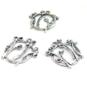 10 pendentifs Bouquet de fleur Vieil argent OB11615 Fournitures loisirs créatifs