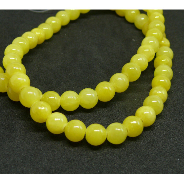 Perles Rondes Jade Mashan Jaune 6mm
