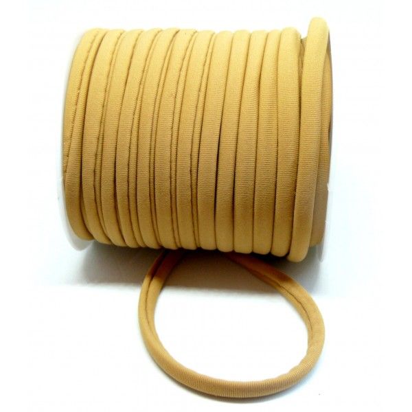 H11320 Lot de 2 mètres élastique 5 par 3 mm Beige Camel pour création collier, headband