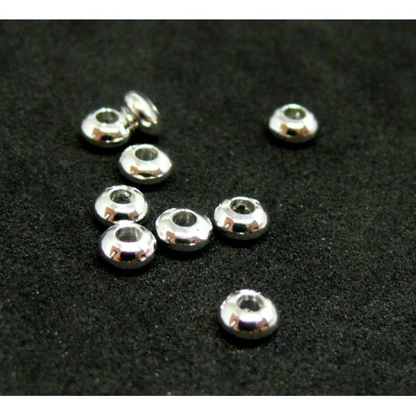 200403162139 PAX 20 perles intercalaires Rondelles 4 mm Laiton couleur Argent Vif