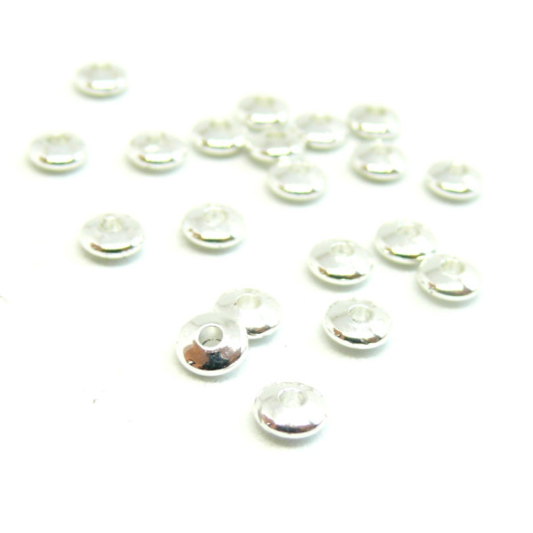 200403162139Bis PAX 20 perles intercalaires Rondelles 5 mm Laiton couleur Argent Vif