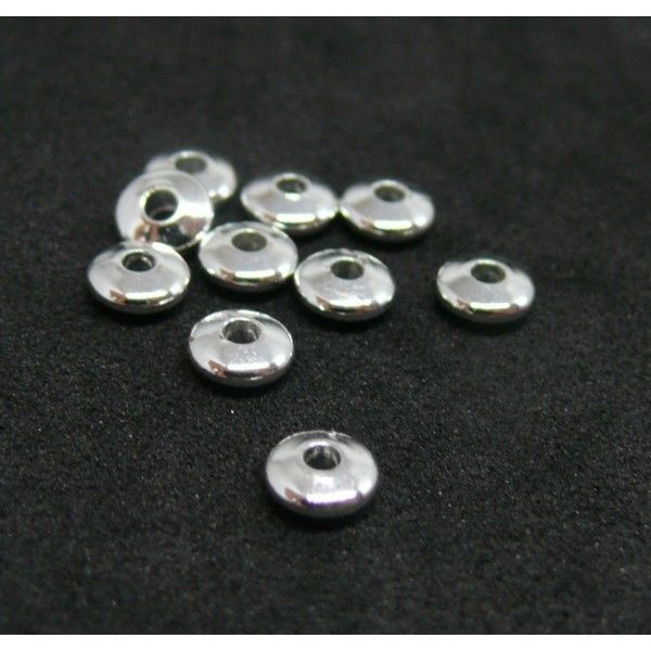 200403162139Bis PAX 20 perles intercalaires Rondelles 5 mm Laiton couleur Argent Vif