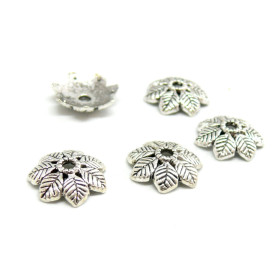 coupelles coquille calottes Mutlifeuilles 15 mm  métal couleur Argent Antique