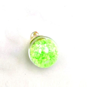 PAX 10 Pendentifs GLOBES BULLES EN VERRE s illumine la nuit Vert Pastel 16mm socle Doré 200102114212 