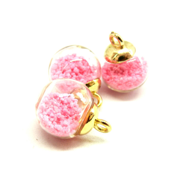 PAX 10 Pendentifs GLOBES BULLES EN VERRE s illumine la nuit ROSE socle ARGENT S1195057