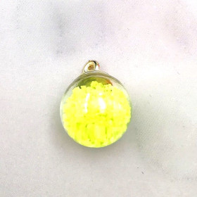 PAX 10 Pendentifs GLOBES BULLES EN VERRE s illumine la nuit Jaune 16mm socle Doré 200102114212
