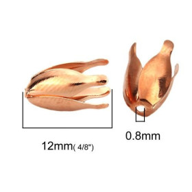 coupelles caps embouts Forme Tulipe 12 par 10mm métal couleur Or Rose