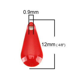 PS1102378101 PAX 5 sequins résine style émaillés Biface Mini Goutte 12 par 5mm Rouge sur une base en métal doré