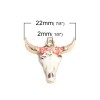 PS110152571 PAX 5 pendentifs Buffalo, Buffle Tete Vache Boho Chic style emaillé 22mm metal couleur Doré