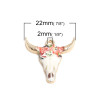Pendentifs Buffalo Tête Vache Boho Chic émaillé 22mm Métal Doré