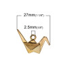PS1178529 – Lot de 10 Pendentifs Oiseau Grue Origami 3D 27mm – Métal Doré