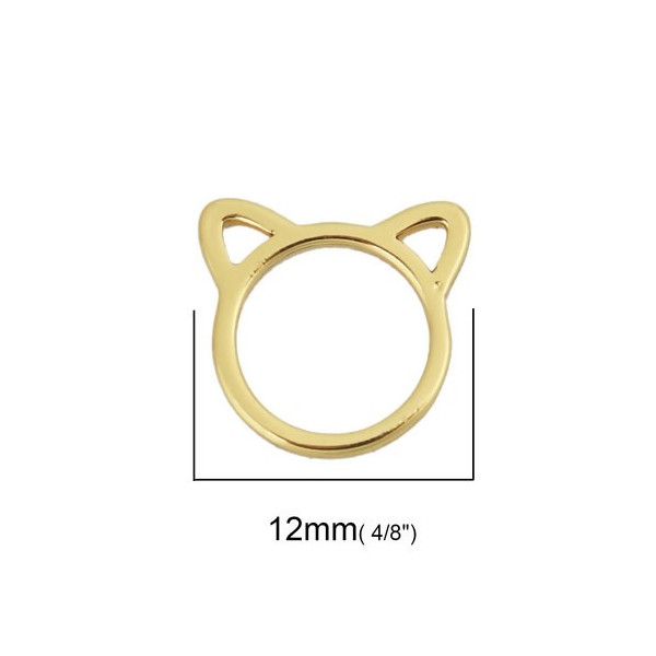 Pendentifs petit Chat 12 mm métal coloris Doré