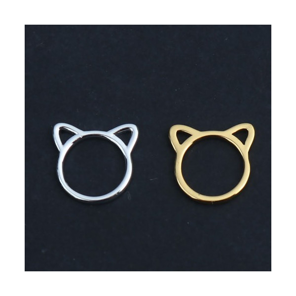 Pendentifs petit Chat 12 mm métal coloris Doré