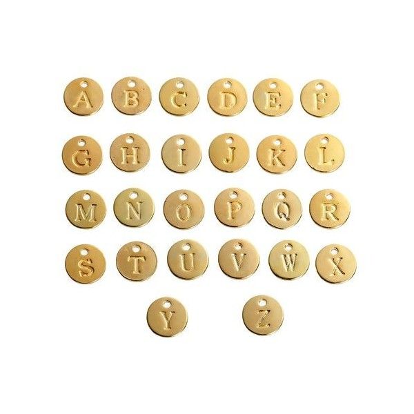 Pendentifs Breloques Alphabet 12mm métal couleur Doré