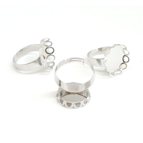 Supports de Bague Vague 15mm – Laiton Couleur Argent Platine